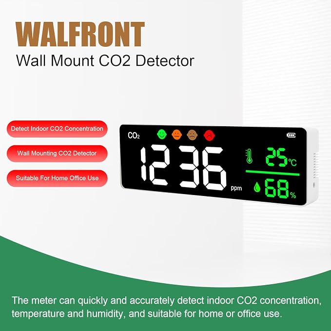 Wall Mount LED Screen Air Quality Monitor Detects CO2 Concentration Temperature - Image 7