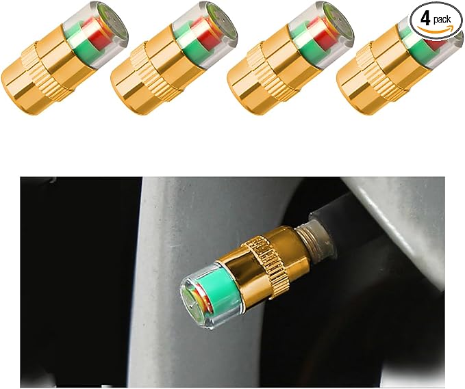 Yourkar 4 PCS Tire Pressure Monitor Valve Stem Caps, 2.4Bar 36PSI Car Tire by Unknown