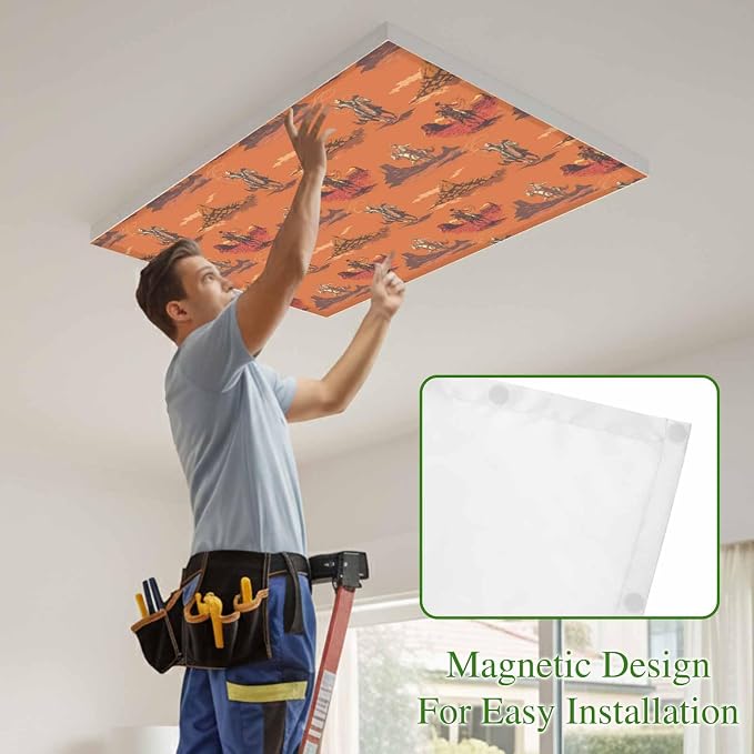 Cowboys Horses 3 Pcs Fluorescent Light Covers 4 x 2 Feet, Desert Ethnic Winds - Image 3