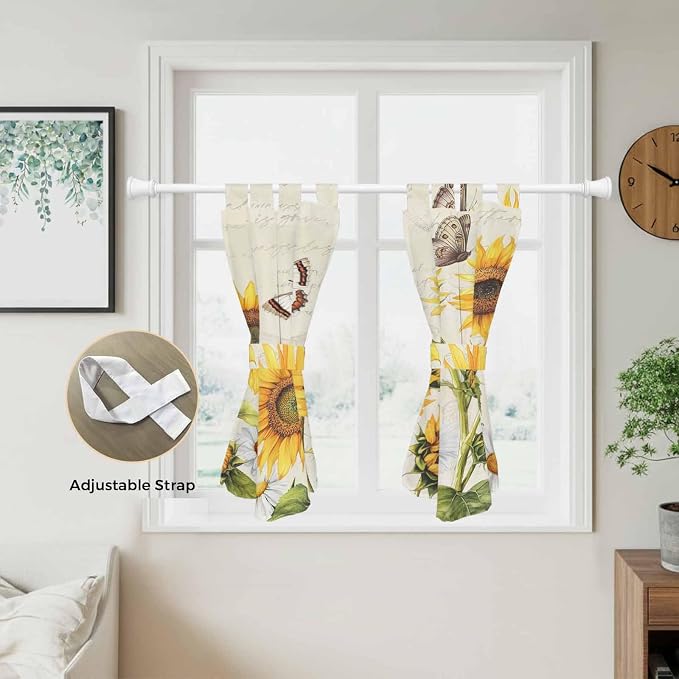 Farm Sunflowers Bedroom Curtains 63 Inch Length, Window Curtains Tab Top - Image 5