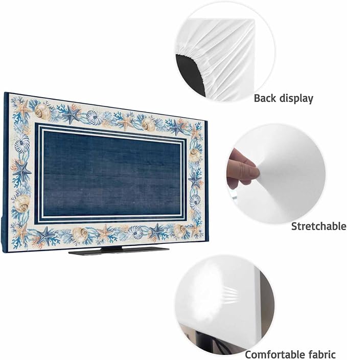 Summer Beach Shell Starfish Conch Indoor TV Cover, Elastic TV Screen Protector - Image 7