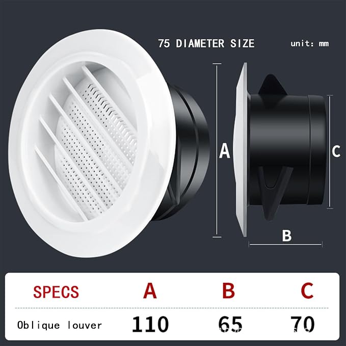Indoor Fresh Air System Home Abs Air Outlet Round Air Outlet Duct Fan Exhaust - Image 2