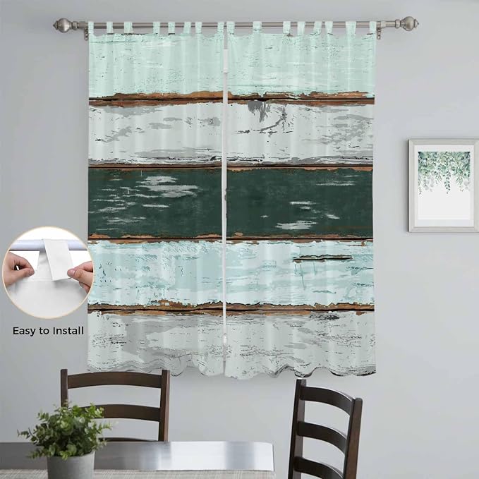 Blue Teal Living Room Curtains 96 Inch Length, Window Curtains Tab Top - Image 4