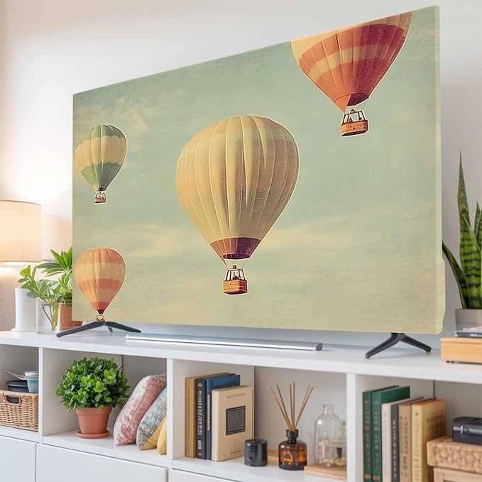 Blue Sky Retro Hot Air Balloon Indoor TV Cover, Elastic TV Screen Protector - Image 6