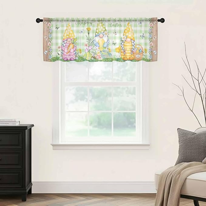 Easter Sheer Valances for Windows 42"x18", Light Filtering Kitchen Curtains - Image 9