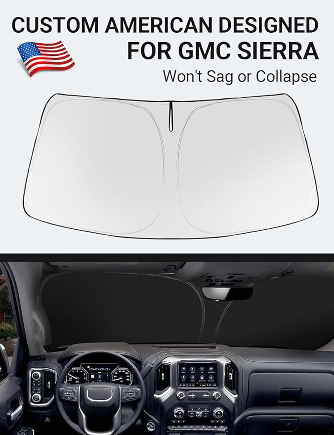 Proadsy 2026 Upgrade Windshield Sun Shade Custom Fit GMC Sierra 2019-2026 - Image 2
