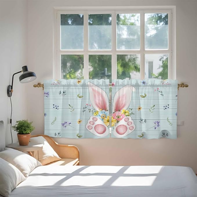 Easter Kitchen Tier Curtains 24 Inch Long 2 Panel Set, Rod Pocket Cafe Small - Image 4