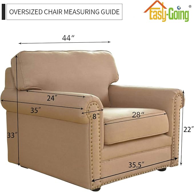 Easy-Going Stretch Oversized Chair Sofa Slipcover 1-Piece Couch Sofa Cover Furniture Protector Soft with Elastic Bottom for Kids Spandex Jacquard Fabric Small Checks Silver Gray