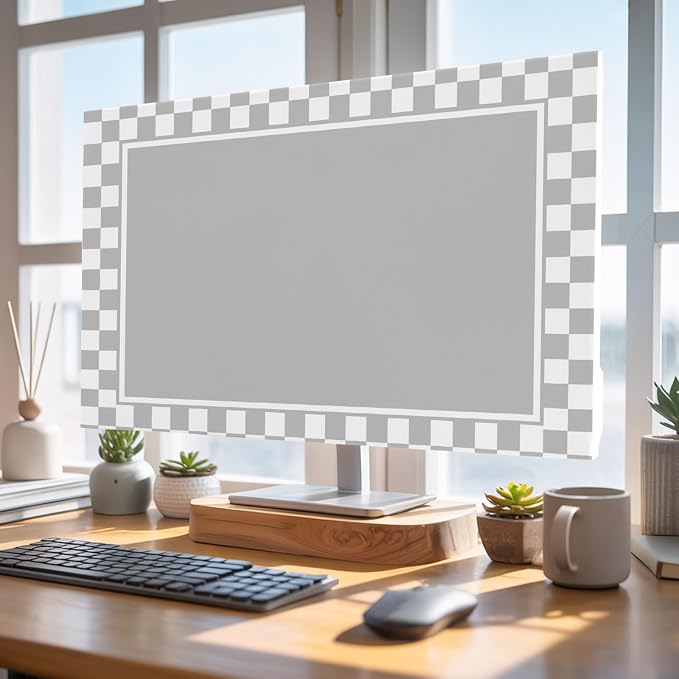 Modern Geometric Checkered Indoor TV Cover, Elastic TV Screen Protector - Image 4