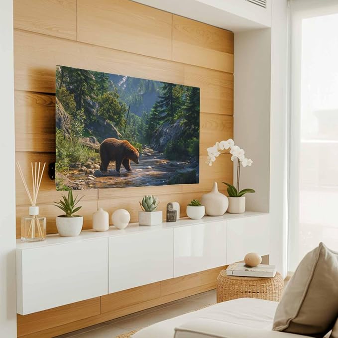 Bear Forest Mountains River Indoor TV Cover, Elastic TV Screen Protector - Image 3
