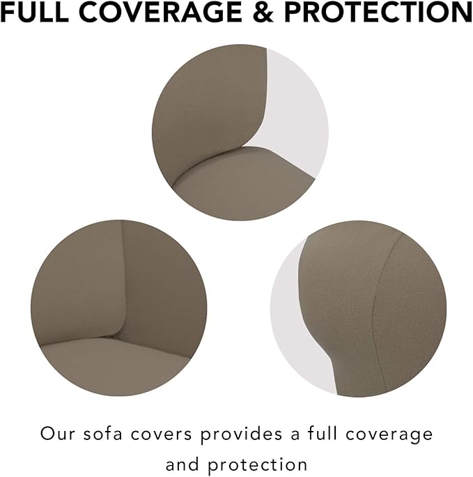 PureFit Super Stretch Sofa Slipcover – Spandex Non Slip Soft Couch Sofa Cover, Washable Furniture Protector with Non Skid Foam and Elastic Bottom for Kids, Pets （Oversized Sofa, Natural）