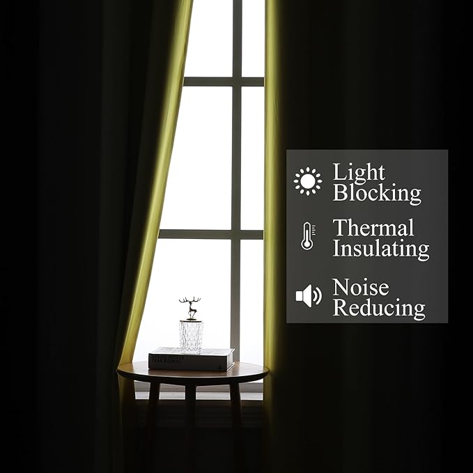 Estelar Textiler Black and Yellow Ombre Blackout Curtains 45 Inches Long, Full Room Darkening Gradient Drapes for Kitchen, Thermal Insulated Grommet Curtains for Short Window,52Wx45L,2 Panels
