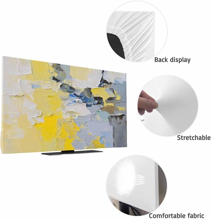 Abstract Watercolor Color Blocks Indoor TV Cover, Elastic TV Screen Protector - Image 7