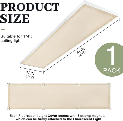 1 Pc 1 x 4 ft Magnetic Fluorescent Light Covers Fabric Ceiling Light Filter - Image 2