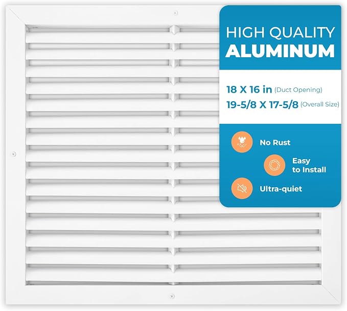 Aluminum 18 x 16 Inch Cold Air Return Vent Cover, Rustproof AC Transfer Grille by Air360