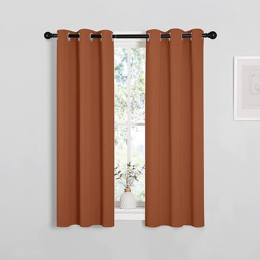 NICETOWN Burnt Orange Window Curtains Blackout Drapes, Thermal Insulated Solid Grommet Blackout Curtains/Draperies for Living Room (1 Pair, 29 by 45 inches)