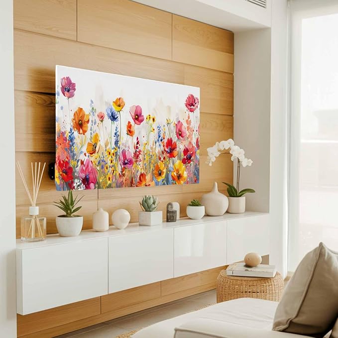Watercolor Country Flowers Indoor TV Cover, Elastic TV Screen Protector Red - Image 2