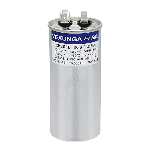 VEXUNGA 80uF 80 MFD 370VAC 440VAC 450VAC 50/60Hz CBB65 Run Start Capacitor by VEXUNGA