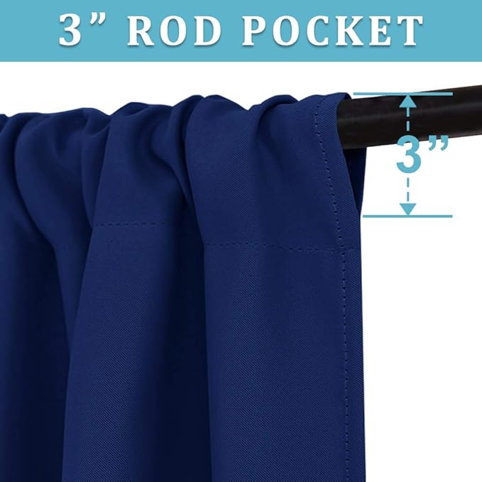 RYB HOME Blackout Curtains for Bedroom Living Room 72 inches Long, Thermal Insulated Privacy Rod Pocket Drapes for Nursery Office Home Theater, Width 42 by Length 72, Marine Blue, 2 Panels