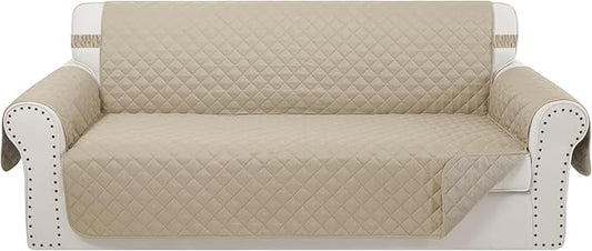 Reversible Oversized Sofa Covers Couch Cover Furniture Protector for Dogs Elastic Straps Water Resistant(XLSofa,Sand/Beige)
