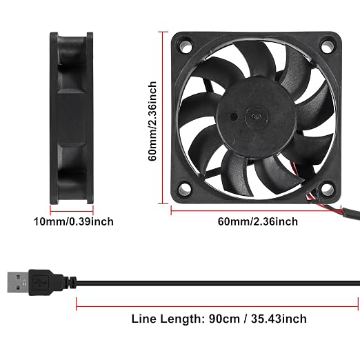 6Pcs 60mm USB Brushless Cooling DC 5V 60mm x 10mm Fan - Image 5