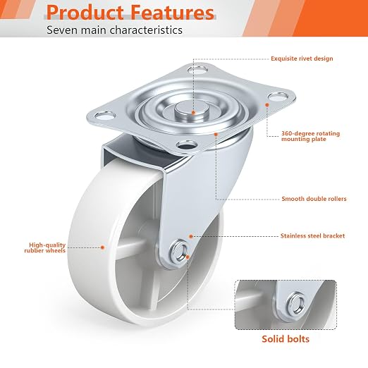 2 Inch Fixed and Swivel Casters Set of 4 - Image 3