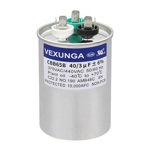 VEXUNGA 40/3 uF 40+3 MFD 370VAC or 440VAC Dual Run Start Round A/C Capacitor by VEXUNGA