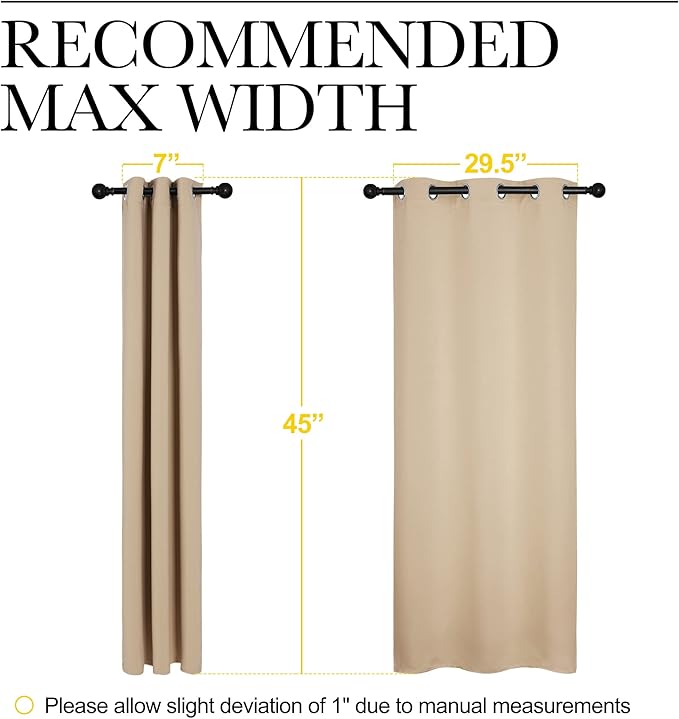 NICETOWN Room Darkening Curtain Panels for Cafe, Thermal Insulated Grommet Room Darkening Draperies/Drapes for Window (Biscotti Beige, 2 Panels, W34 x L45 inch)