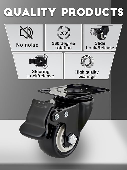 2 Inch Caster Wheels Set of 28 Heavy Duty Casters, - Image 3