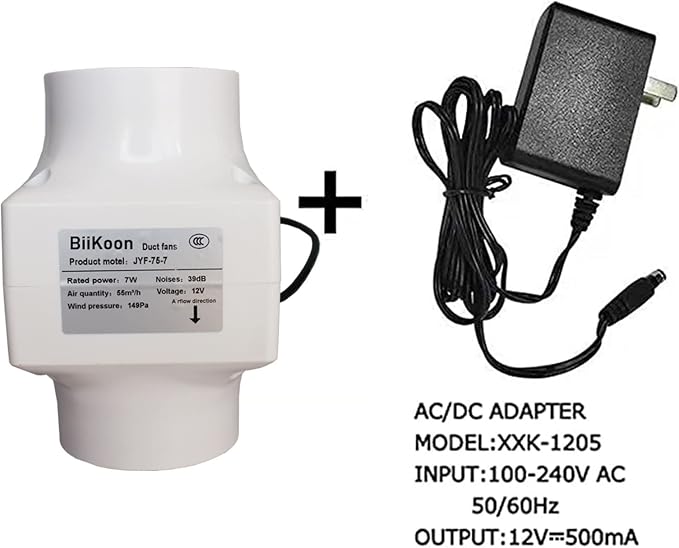 3 Inch Exhaust Inline Duct Fan 12V 7W Grow Tents Ventilation Exhaust Fan Low - Image 5