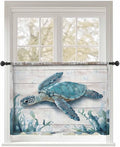 Sheer Curtains 45 Inch Length, Teal Green Sea Turtle Semi Sheer Curtains Light by Unknown
