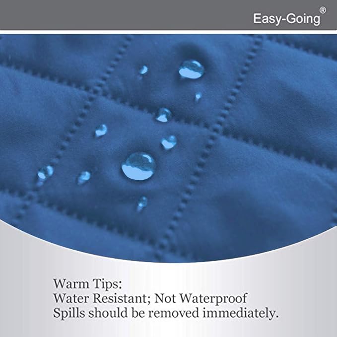 Easy-Going Reversible Loveseat Couch Cover for 2 Cushion Couch Sofa Cover for Dogs Water Resistant Furniture Protector with Foam Sticks Elastic Straps for Pet (Loveseat, Blue/Ivory)