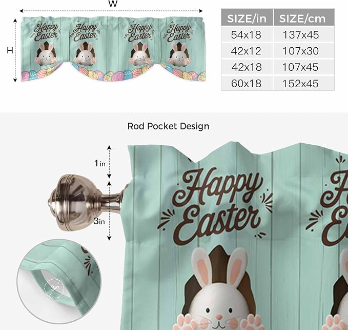Green Easter Tie Up Valance Curtains - Image 6