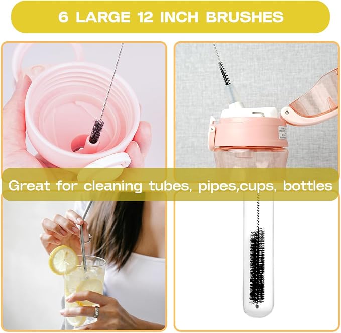 Brush Family Straw Cleaner Brush Set, 6 Piece Long Drinking Straws Cleaning - Image 3
