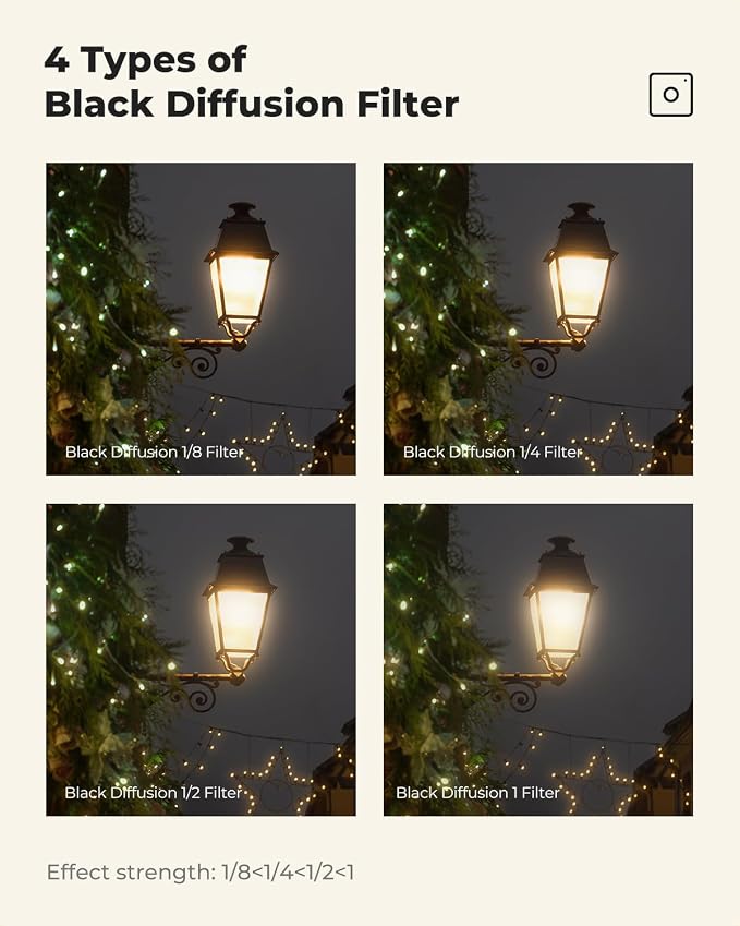K&F CONCEPT 62mm Black Diffusion 1/2 Filter Mist Cinematic Effect Filter - Image 6