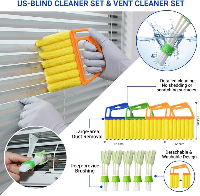 10 Pcs Blind Cleaner Duster Tool, 5 Washable 7-Fingers Dusters Cleaners and 5 - Image 3