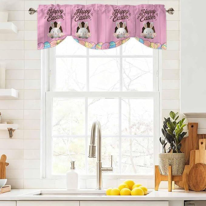 Pink Easter Tie Up Valance Curtains - Image 9