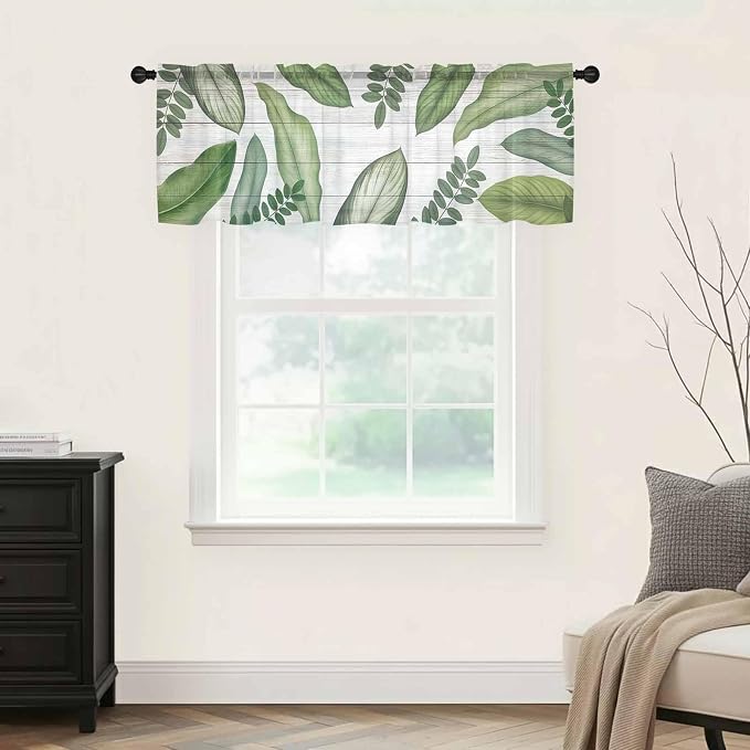 Summer Palm Leaf Sheer Valance Curtains - Image 5