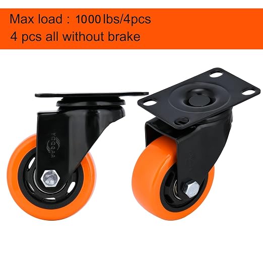 YOOGAA 3 Inch Heavy Duty Swivel Caster Wheels Industrial Plate Caster Set of 4 - Image 5