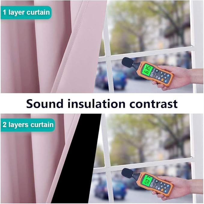 NICETOWN 100% Blackout Blinds, Set of 2, 46" x 102", Baby Pink, Laundry Room Decor Window Treatment Curtains for Large Patio Sliding Door, Thermal Insulated Curtains for Bedroom