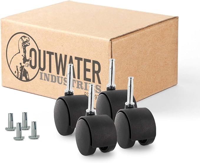 2" Wheel Diameter | Black Nylon Swivel Hooded Samson Twin Wheel Caster | 5/16" by OutwaterIndustries