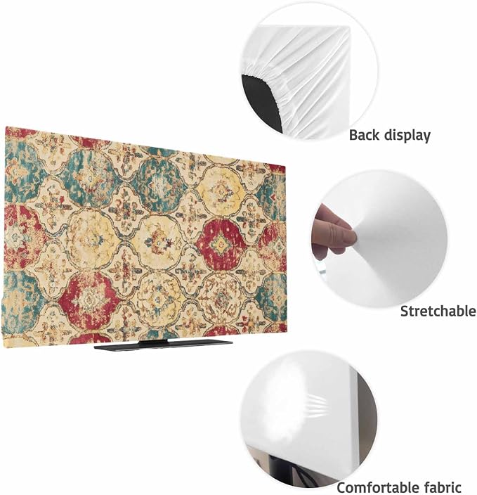 Ethnic Texture Retro Color Block Indoor TV Cover, Elastic TV Screen Protector - Image 7