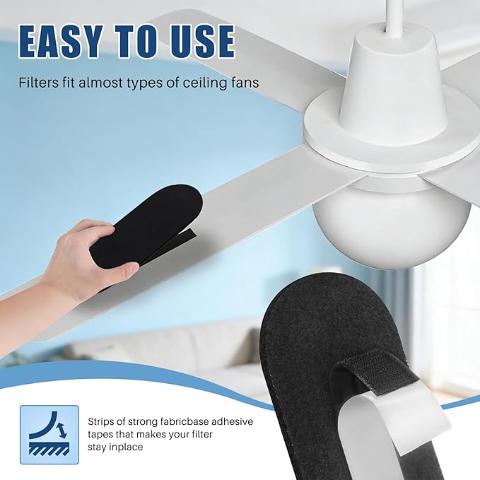 10 Pack Fan Filters for Ceiling Fan Blades, Pet Fresh Fan Blade Air Purifier - Image 5