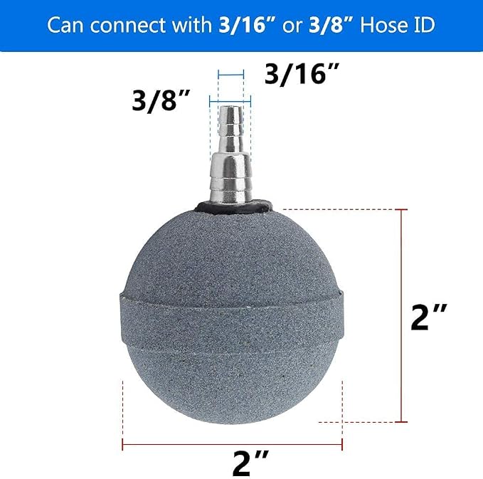 Quickun 2 Inch Updated Crazy Air Stone Cylinerr Bubble Plus Ball Diffuser - Image 3