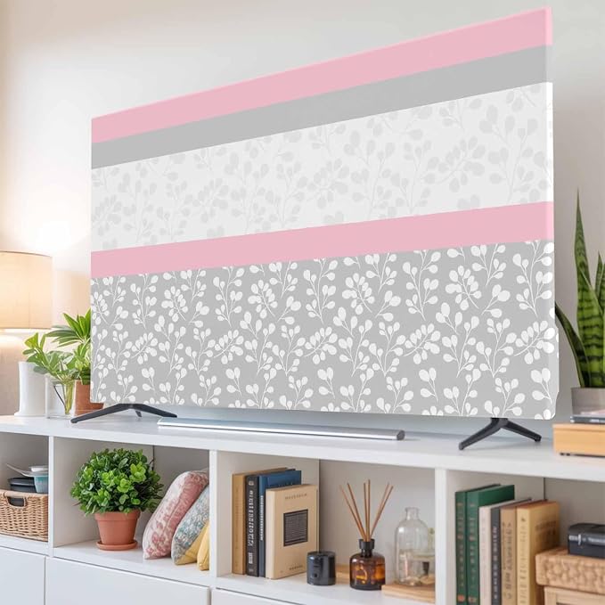 Watercolor Flower Leaf Plant Indoor TV Cover, Elastic TV Screen Protector - Image 6