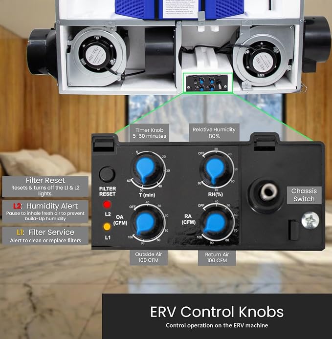 Awoco 6” Vent Energy Recovery Ventilator System Various Speeds 100 CFM - Image 7