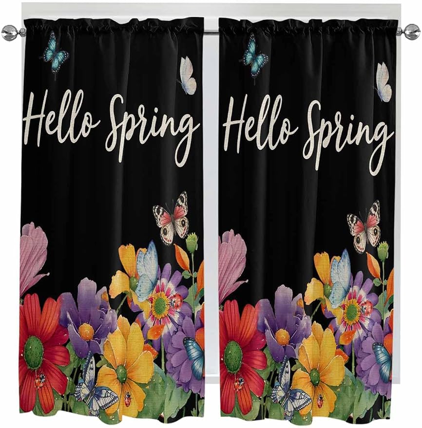 Spring Flowers Living Room Curtains 72 Inches length, Watercolor Country by Unknown