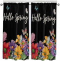 Spring Flowers Bedroom Curtains 63 Inches length, Watercolor Country Colorful by Unknown