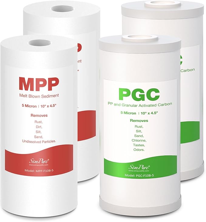 SimPure Whole House Water Filter Cartridges 10" x 4.5" PP+PGC 2-Stage Sediment by SimPure_Water