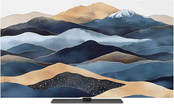 Watercolor Vintage Mountain Shape Indoor TV Cover, Elastic TV Screen Protector by Unknown